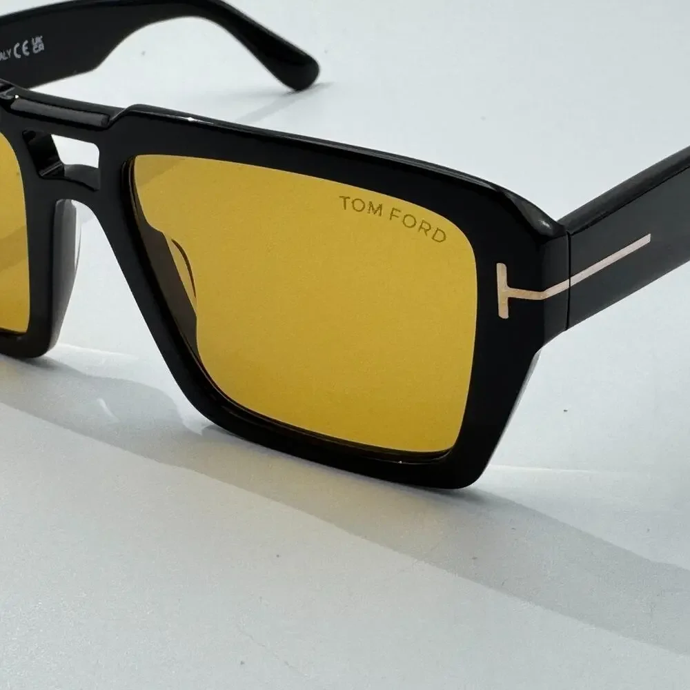 Tom Ford Sunglasses Redford TF1153 01E Black Navigator Frame Brown Lens 56mm New